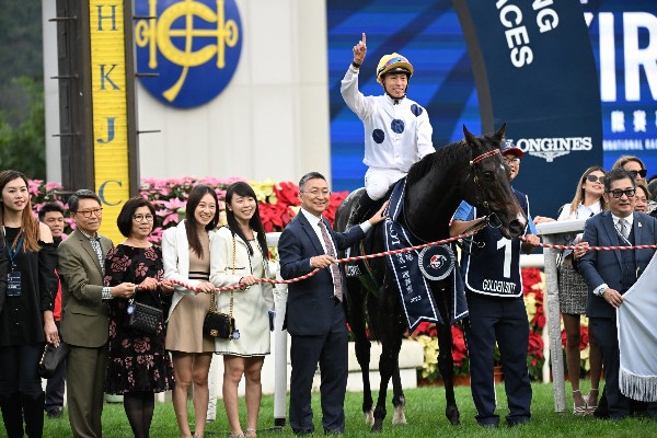 何澤堯近年多次策騎退役馬王金鎗六十勝出國際一級賽。©AFP