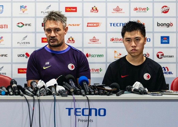韋斯活及余在言代表港隊出席記招HKFA