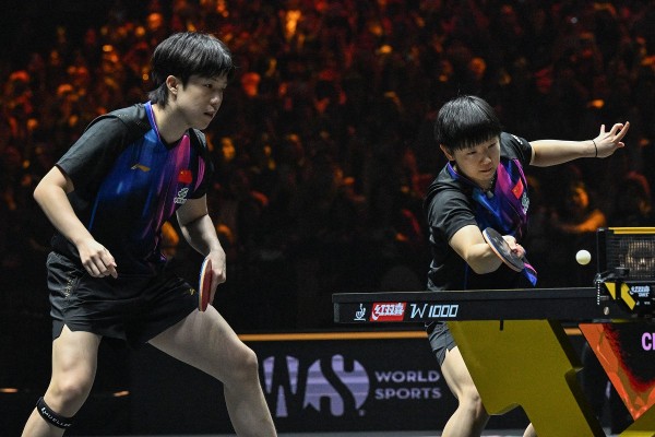 王楚欽及孫穎莎出戰WTT總決賽混雙項目。©AFP