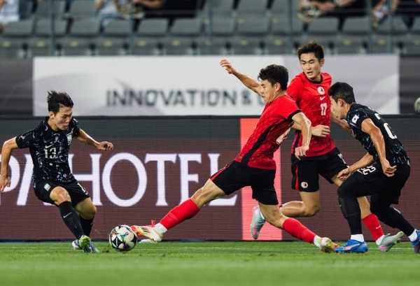 港隊奮戰下以2球不敵韓國。HKFA