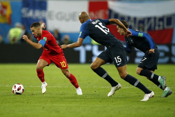 2018年世界盃4強，夏沙特（左）未能助比利時贏法國。©AFP