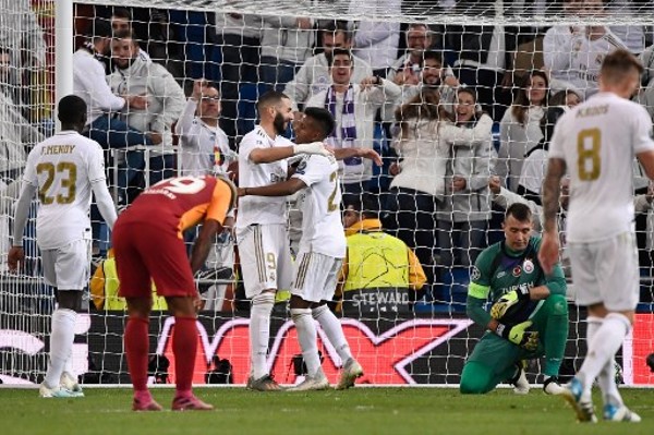 賓斯馬周三為皇家馬德里射入其歐聯第50個入球。©AFP