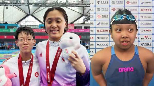 劉肖儀（左）、陳睿琳（中）、吳卓恩（右）在殘運會游泳項目奪牌。Instagram截圖