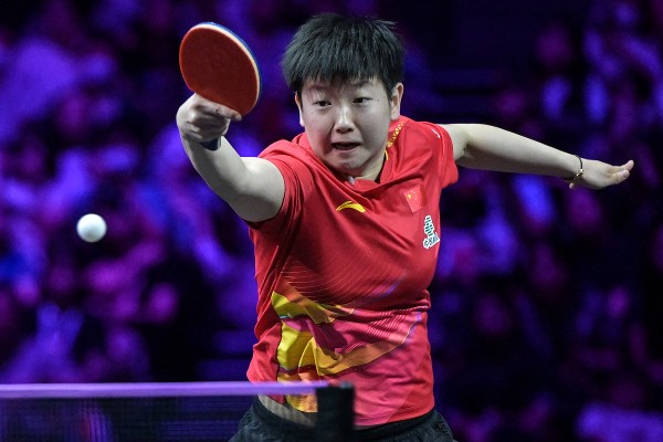 孫穎莎零封早田希娜入女單8強。©AFP
